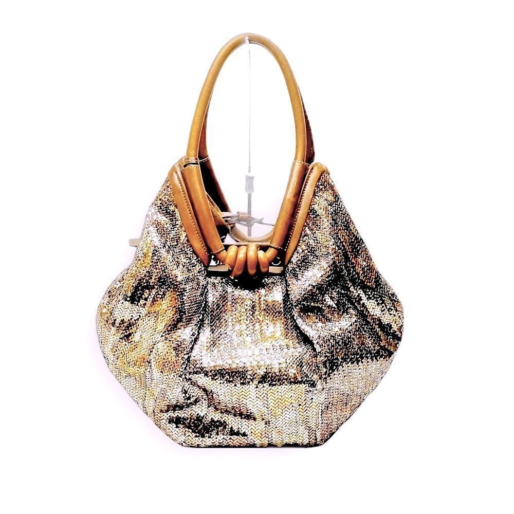 Auth Jimmy Choo Sequins Over Multicolor Python Print Diego Pac Hobo Bag